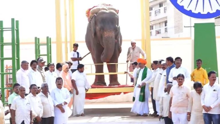 5,555 ಕೆಜಿ ನಾಣ್ಯಗಳೊಂದಿಗೆ ಆನೆ, ಅಂಬಾರಿ ಬೃಹತ್ ತುಲಾಭಾರ