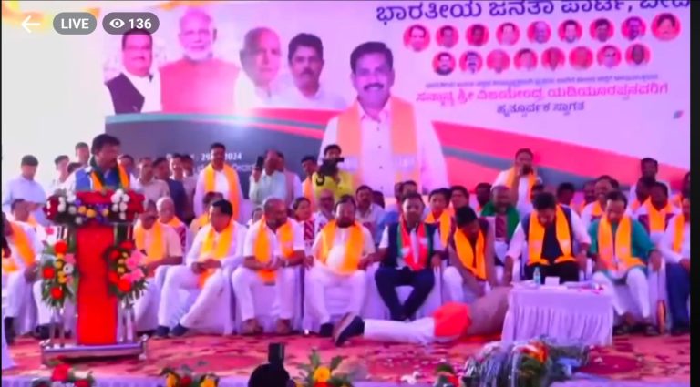 ವಿಜಯೇಂದ್ರಗೆ ಸಾಷ್ಟಂಗ ನಮಸ್ಕಾರ ಮಾಡಿದ ಶಾಸಕ