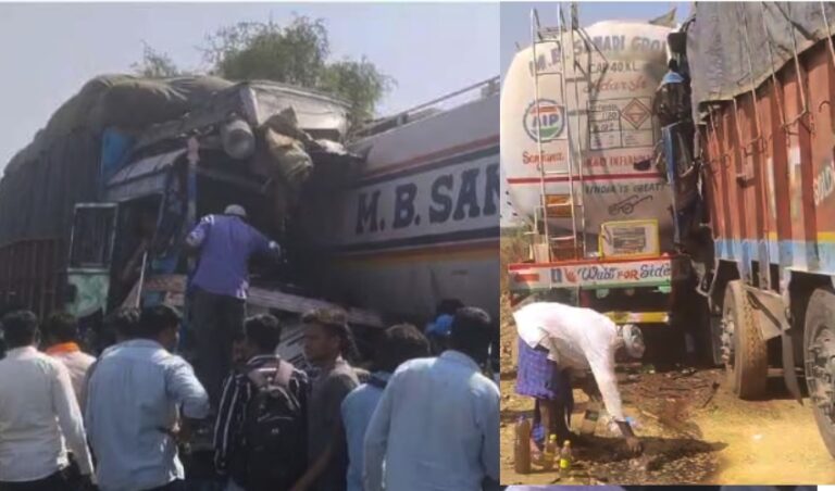 ಡಿಸೇಲ್ ಟ್ಯಾಂಕರ್‌ಗೆ ಟ್ರಕ್ ಡಿಕ್ಕಿ: ಡಿಸೇಲ್ ತುಂಬಿಕೊಳ್ಳುತ್ತಿರುವ ಸ್ಥಳೀಯರು