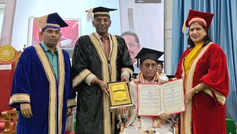 ‘ಕೃಷಿ ಕಾಯಕಯೋಗಿ’ ದೇವೇಂದ್ರಪ್ಪಗೆ ಗೌರವ ಡಾಕ್ಟರೇಟ್ ಪದವಿ ಪ್ರಧಾನ