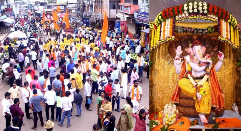 ಹುಬ್ಬಳ್ಳಿ: ಚನ್ನಮ್ಮ ಮೈದಾನದಲ್ಲಿ ಕೃಷ್ಣರೂಪಿ ಗಣಪತಿ ಪ್ರತಿಷ್ಠಾಪನೆ