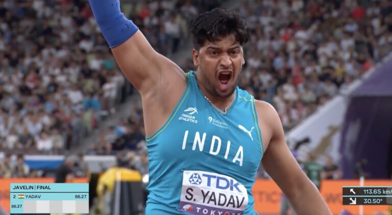 ಜಾವೆಲಿನ್ ಥ್ರೋ: ವಿಶ್ವ ಅತ್ಲೆಟಿಕ್ಸ್ ಚಾಂಪಿಯನ್ಶಿಪ್ – ಸಚಿನ್ ಯಾದವ್ಗೆ 4 ನೇ ಸ್ಥಾನ ಜಾವೆಲಿನ್ ಥ್ರೋ: ವಿಶ್ವ ಅತ್ಲೆಟಿಕ್ಸ್ ಚಾಂಪಿಯನ್ಶಿಪ್ – ಸಚಿನ್ ಯಾದವ್ಗೆ 4 ನೇ ಸ್ಥಾನ