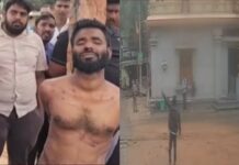 ಬೆಂಗಳೂರು ದೇವಸ್ಥಾನದಲ್ಲಿ ಚಪ್ಪಲಿ ಹಿಡಿದು ಯುವಕನ ಹುಚ್ಚಾಟ: ಸ್ಥಳೀಯರಿಂದ ಧರ್ಮದೇಟು!