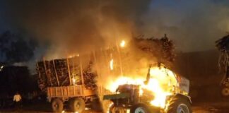 ಕಬ್ಬು ತುಂಬಿದ ಟ್ರ್ಯಾಕ್ಟರ್ಗೆ ಬೆಂಕಿ ಪ್ರಕರಣ: 13 ಜನರ ಬಂಧನ