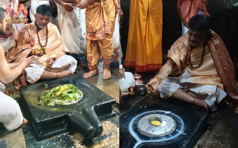 ಆತ್ಮಲಿಂಗಕ್ಕೆ ಡಿಸಿಎಂ ಡಿ.ಕೆ. ಶಿವಕುಮಾರ್ ವಿಶೇಷ ಪೂಜೆ