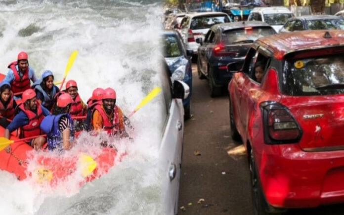 dandeli-new-year-tourist-rush-traffic-jam-on-state-highway