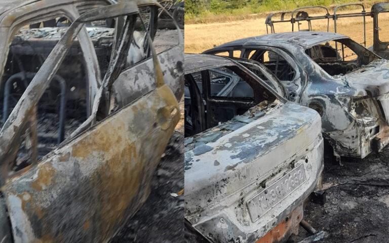 ಅಮದಳ್ಳಿಯಲ್ಲಿ ಅಗ್ನಿ ಅವಘಡ : ಎರಡು ಕಾರ್ , ಆಟೋ ಭಸ್ಮ