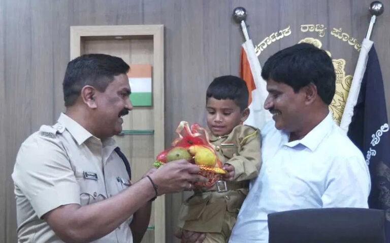 ಪುಟ್ಟ ಬಾಲಕನ ಕನಸಿಗೆ ಜೀವ ತುಂಬಿದ ದಾವಣಗೆರೆ SP: ಎಲ್ಲರ ಮನಸ್ಸು ಗೆದ್ದ ಕ್ಷಣ