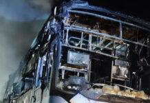 ಖಾಸಗಿ ಬಸ್ಗೆ ಬೆಂಕಿ: 40 ಪ್ರಯಾಣಿಕರು ಅಪಾಯದಿಂದ ಪಾರು