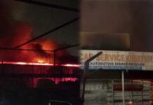 NH-50ರಲ್ಲಿನ ಕಾರ್ ಸರ್ವೀಸ್ ಸೆಂಟರ್ನಲ್ಲಿ ಭಾರೀ ಅಗ್ನಿ ಅವಘಡ