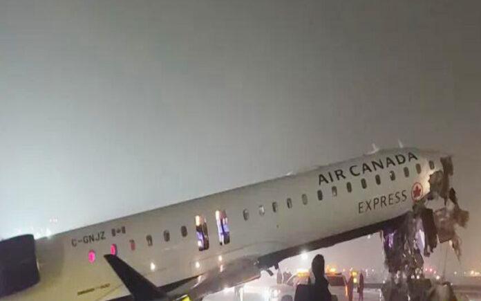 new-york-laguardia-airport-plane-crash-air-canada-fire-truck-collision