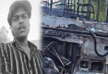 ಬಸ್-ಬೈಕ್ ಡಿಕ್ಕಿ: ಹೊತ್ತಿ ಉರಿದ ಬಸ್ – ಯುವಕ ಸ್ಥಳದಲ್ಲೇ ಸಾವು