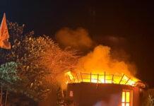 ಸಿಡಿಲು ಬಡಿದು ಮಠಕ್ಕೆ ಬೆಂಕಿ: ದೇವರ ಮೂರ್ತಿಗಳು ಹಾನಿ