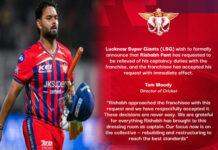 IPL ವೈಫಲ್ಯದ ಬಳಿಕ LSG ನಾಯಕತ್ವ ತೊರೆದ ರಿಷಭ್ ಪಂತ್
