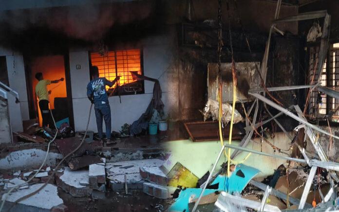 annigeri-gas-geyser-cylinder-leak-fire-three-injured