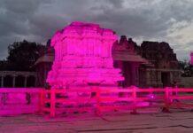 ಗೃಹಲಕ್ಷ್ಮೀ 3ನೇ ವರ್ಷಾಚರಣೆ: ಪಿಂಕ್ ಲೈಟ್ನಲ್ಲಿ ಮಿಂಚಿದ ಹಂಪಿ ಕಲ್ಲಿನ ತೇರು